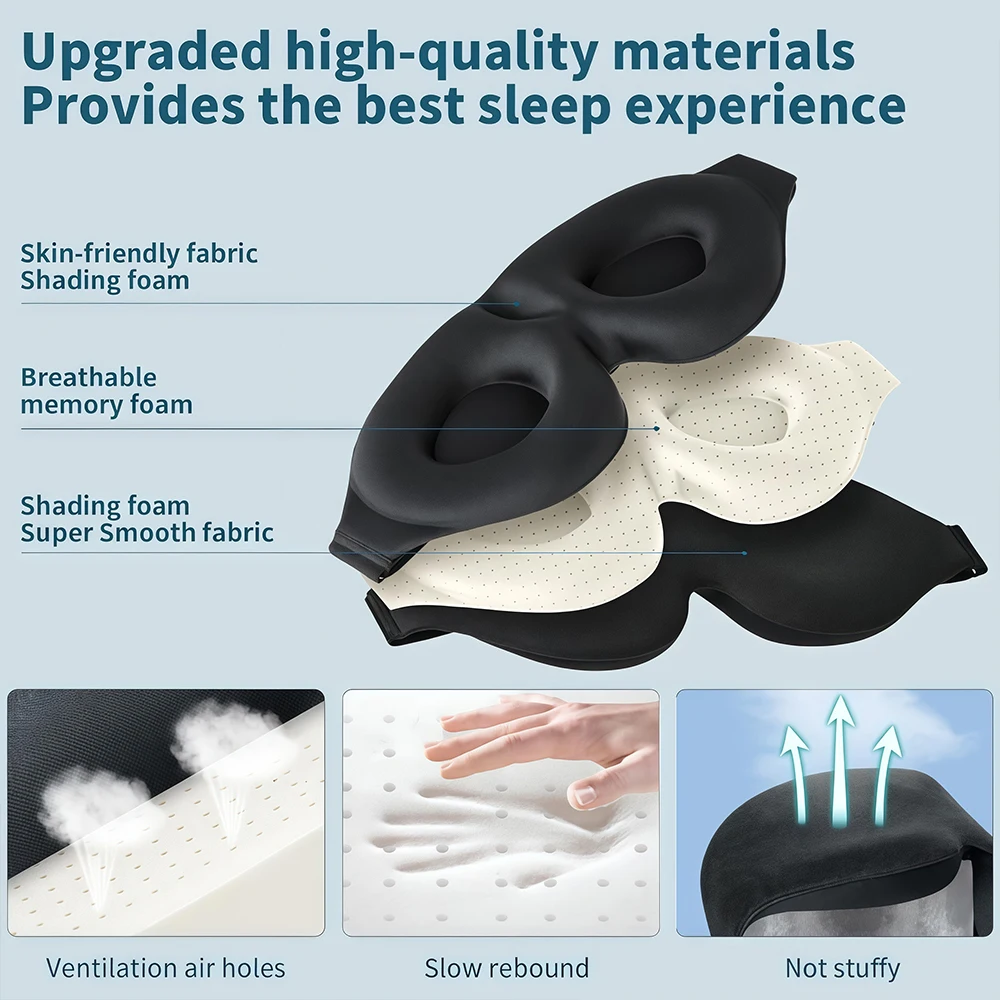 1/2/3/4/5Pcs Complete Light Blocking 3D Sleeping Eye Mask, Soft Breathable Eye Cover, Relaxing Zero Pressure Night Blindfold