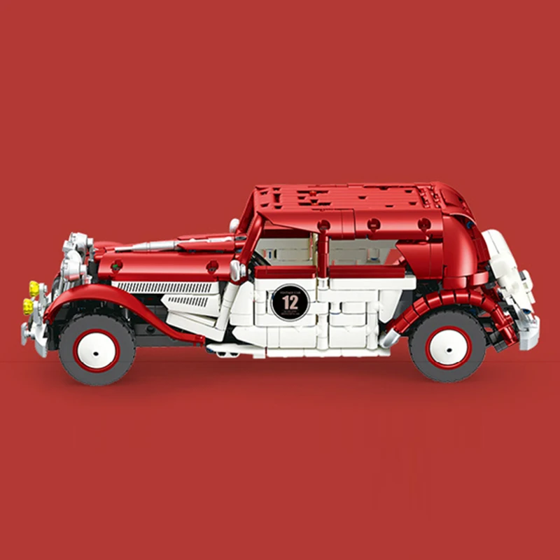 916 stücke Technische Vintage Auto Bausteine 1:14 Retro Rot Klassische Auto Modell Montage Ziegel Spielzeug für Kinder Geburtstag Geschenke