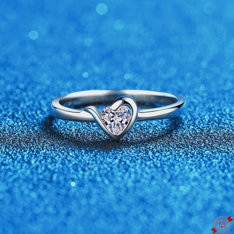 

Серебряные кольца S925 с муассанитом 0,3 карата для женщин с платиновым покрытием в форме сердца, набор каналов, свадебное кольцо с бриллиантами, подарок для влюбленных, оптовая продажа