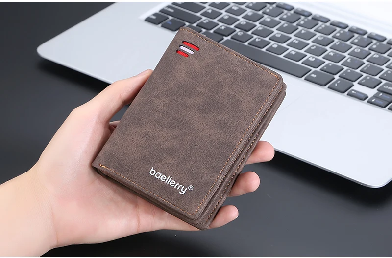 Brand Men PU Leather Short Wallet With Zipper Coin Pocket Vintage Big Capacity Male Short Money Purse Card Holder New