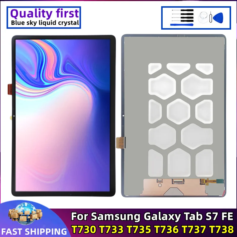 Tablet Display Touch Screen Digitizer Assembly Replacement, Samsung Galaxy Tab S7 FE, T730, T733, T735, T736, T738