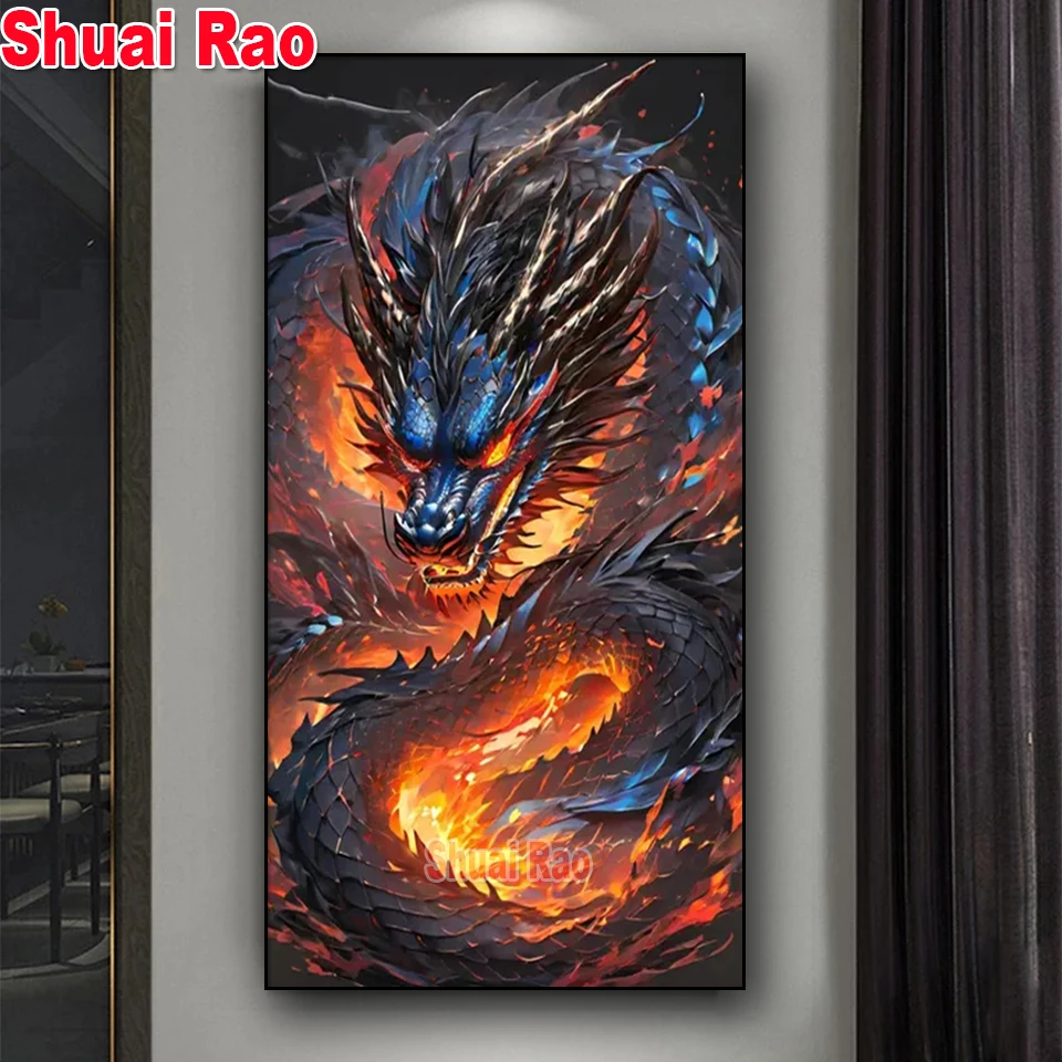 Fire Dragon Diamond Painting New Collection 2024 Animal DIY Full Diamond Mosaic Embroidery Crystal Picture Set Home Decor Art