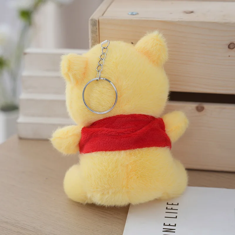 Genuíno disney winnie the pooh ímã brinquedo de pelúcia mochila pingente brinquedo macio e confortável boneca chaveiro presente aniversário brinquedo