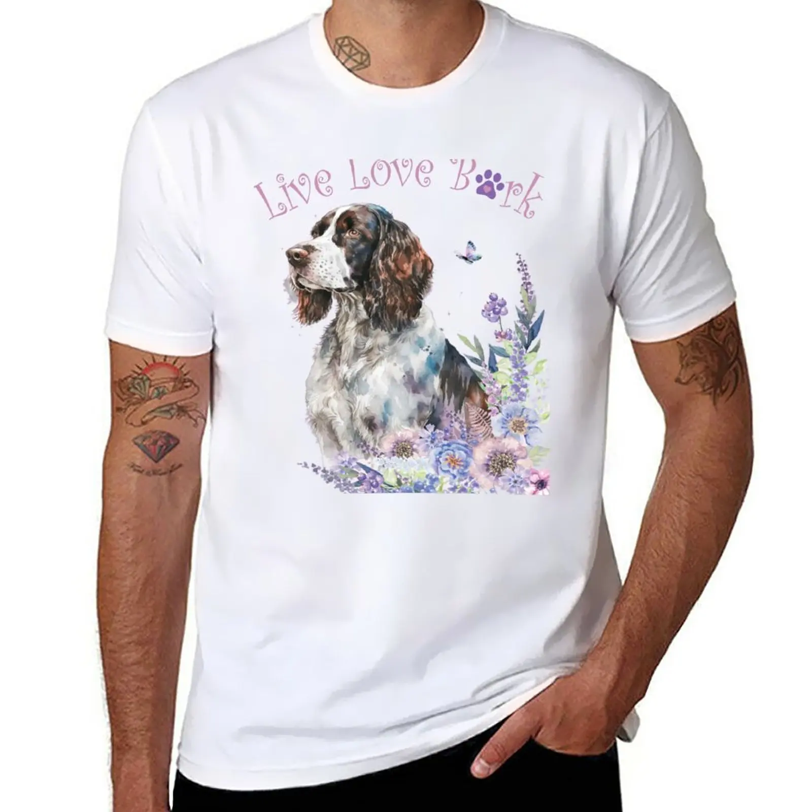 New Live Love Bark- Springer Spaniel T-Shirt sweat shirts quick drying shirt t shirts for men pack