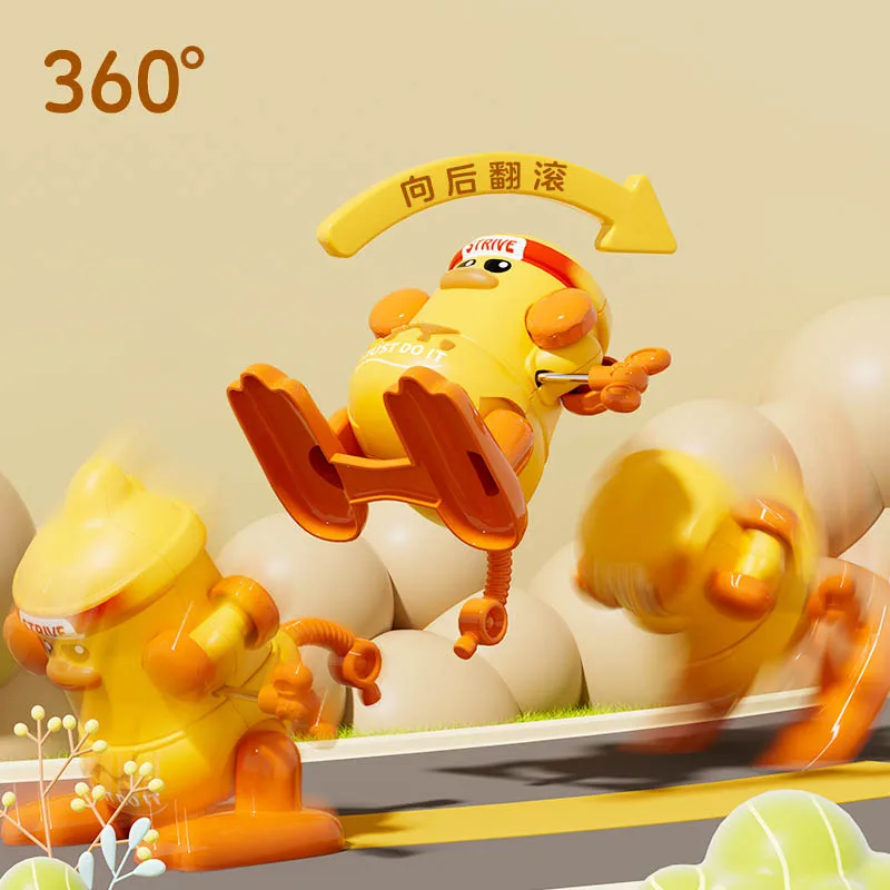 Baby Toy Cute Chick Toy Clockwork Tumble Duck Educational Tummy Time Toy For Babies Learning Crawling Development Birthday Gift