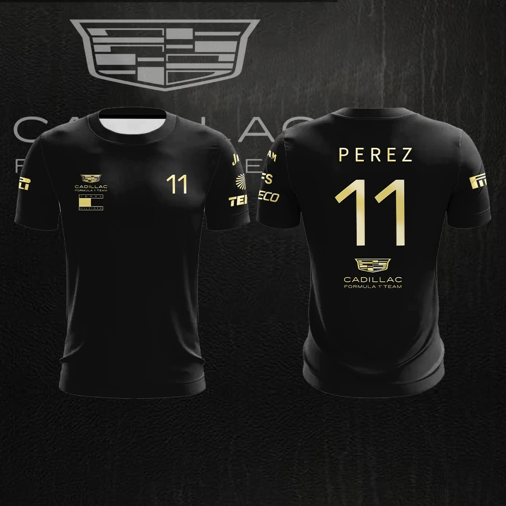 T-shirt à col rond respirant à séchage rapide pour les fans de Cadillac Racing Team Checo Perez 11, pour les sports extrêmes en plein air, à manches courtes et surdimensionné
