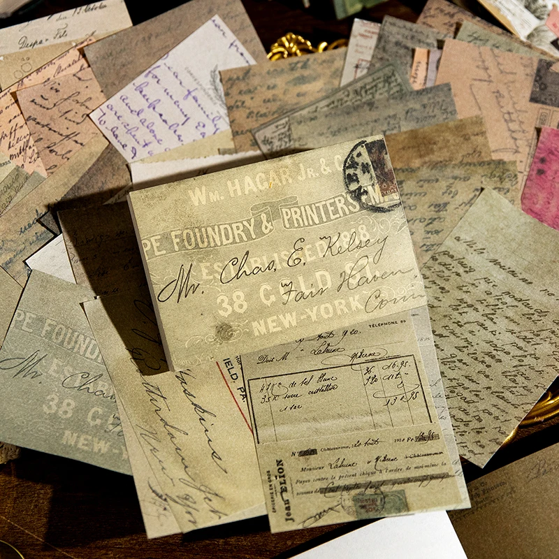 100 pcs Material Book Literature Art Retro Letters Flower Tent Message Decoration Backing Paper Writing Material Paper 4 models