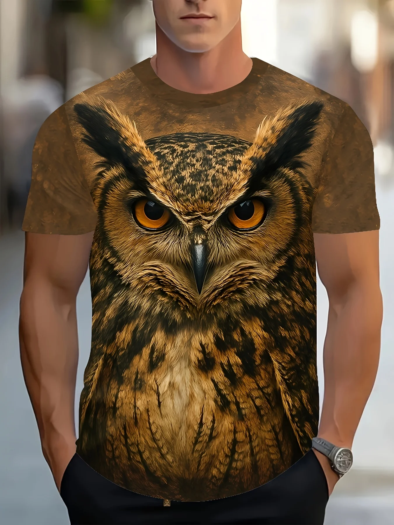 

Мужские рубашки, футболка с принтом тигра и совы, 3d реалистичный дизайн дикой природы, модная уличная ретро и повседневная детская футболка, женские футболки