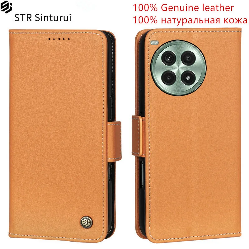 

STR 100% Genuine Nappa grain leather card Slot Wallet Cover For OnePlus Ace 3 2 Pro 3V 2V Flip Fall prevention phone Case