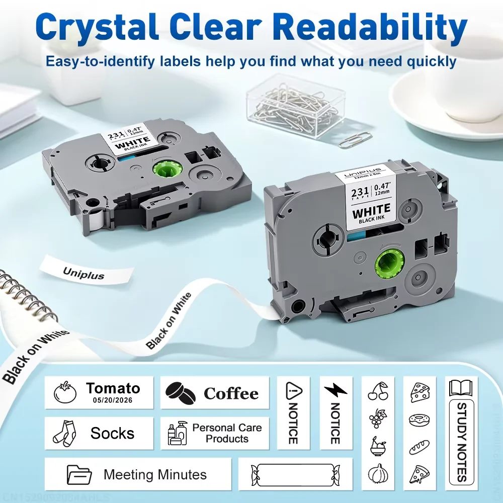 12MM Label Sticker Compatible Brother Label Tape 12mm TZ Tape Laminated Tape for Brother P Touch Labeling Machine