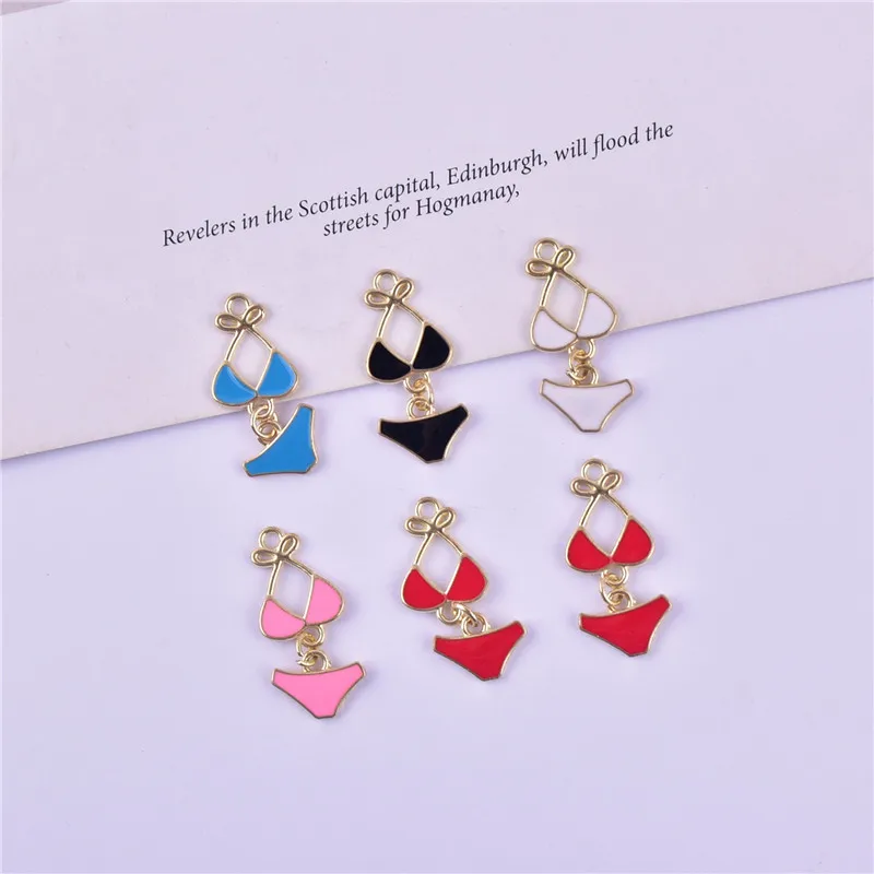 10pcs/pack Mix Style Swimwear Bikini Metal Charms Pendant for Earring Necklace Jewelry Making Craft DIY