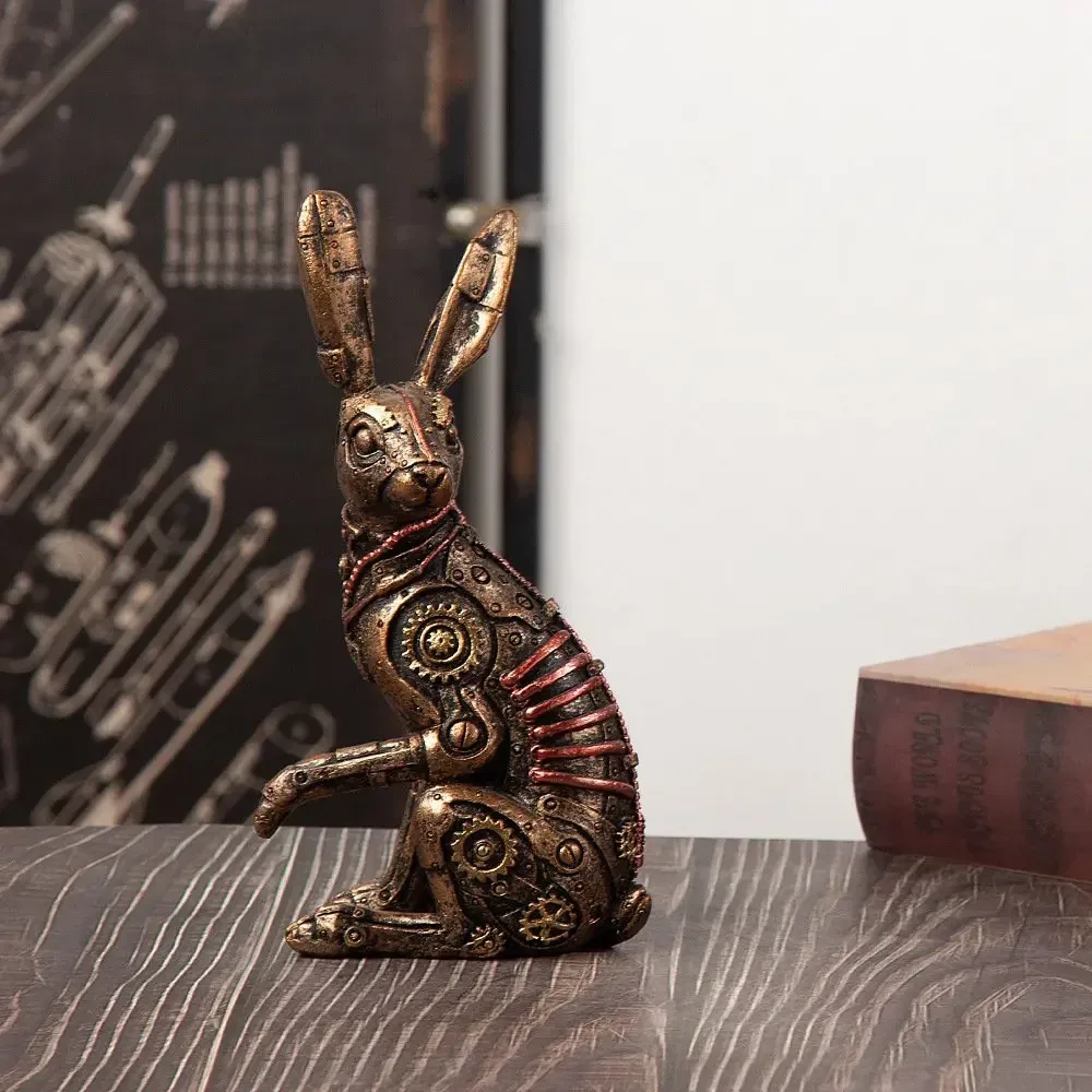 

Vilead Resin Retro Steampunk Rabbit Statue American Steam Punk Figurines Interior Home Office Desktop Decor Object Accessories