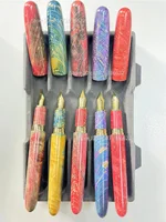 Handmade LacquerJinhao Pattern Stabilized Wood Fountain Pen Long Knife Nib Ink Pen School Office Supplies Students Writing Gift 2