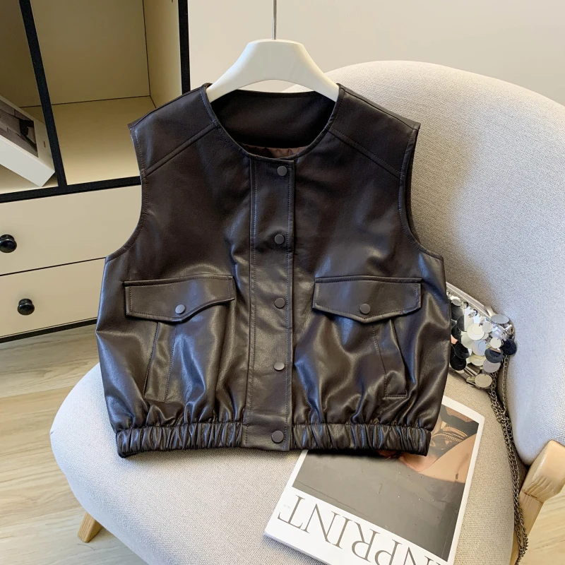 

Spring High Quali Faionable ort PU Leather Jaet Soft Women's Slim Fit Top Trendy Outerwear Casual Daily Use