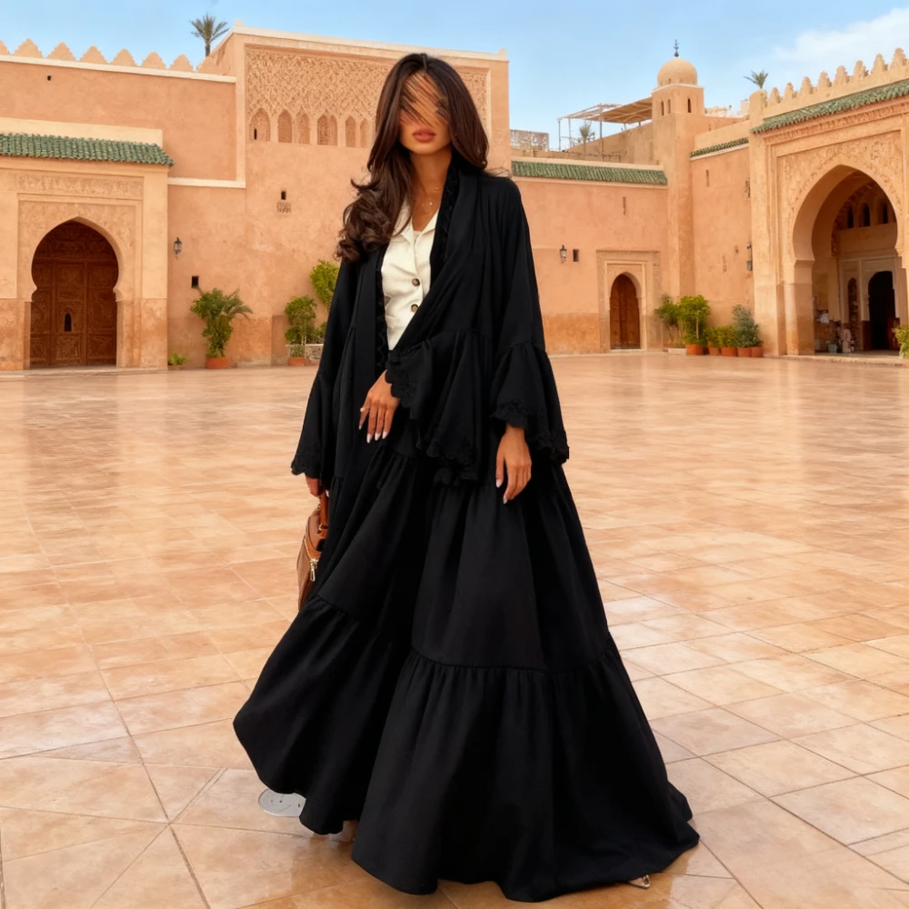 

Eid Women Abaya Cardigan Scarf Dresses Ramadan Muslim Embroidery Morocco Dubai Jalabiya Kaftan Vestidos Arab Long Robe Autumn