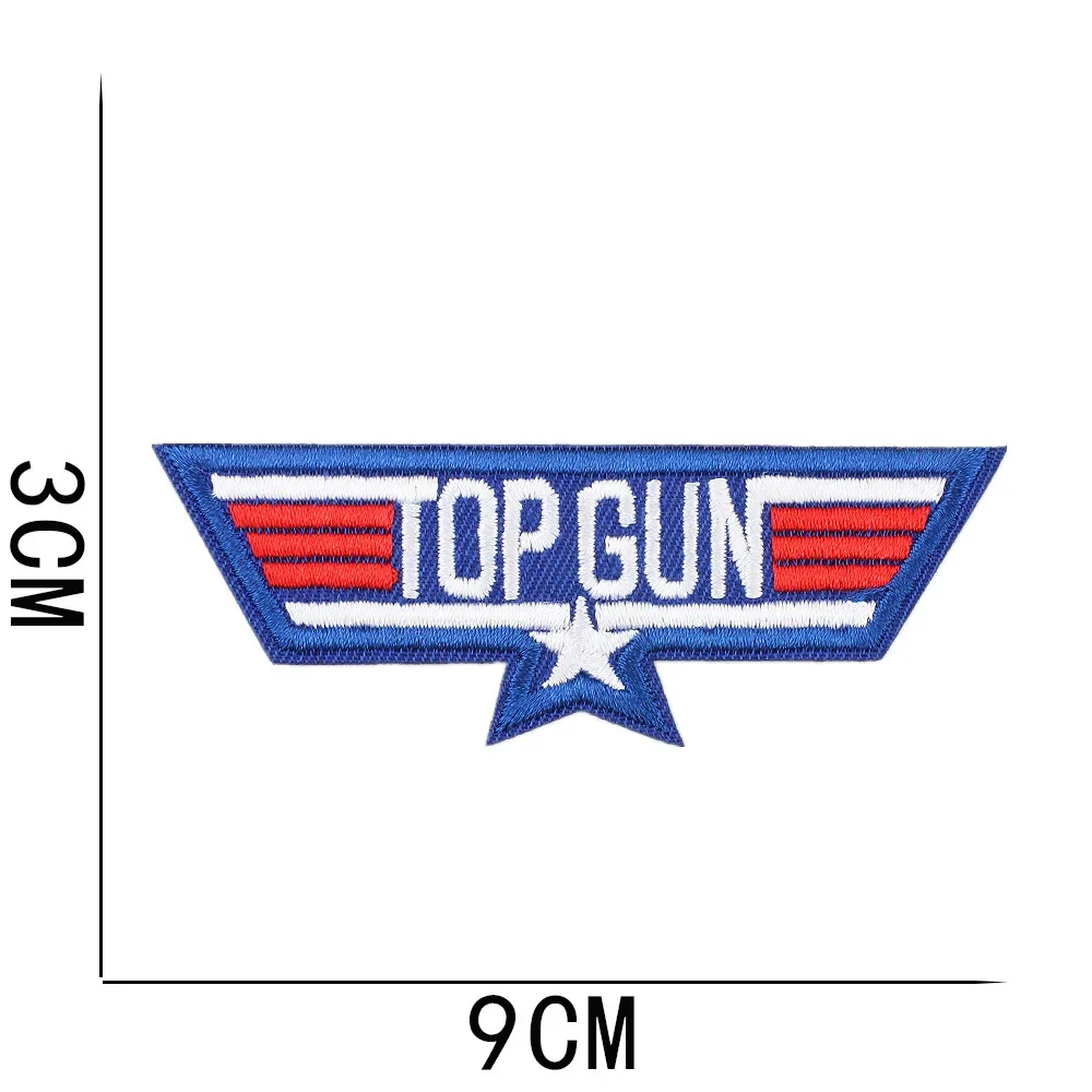 Odznaka lotu Top Gun nam emblemat szkoły z bronią myśliwską haft żelazny na łatce indywidualna plakietka pilota dla DIY wystrój z czapką męska kurtka