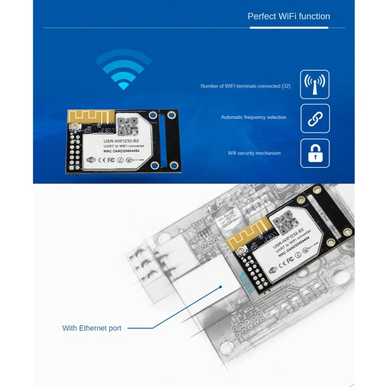 USR-WIFI232-B2 UART إلى وحدات Wifi/Ethernet المدمجة TTL المسلسل إلى وحدة Wifi تدعم Modbus RTU إلى Modbus TCP سهلة التركيب