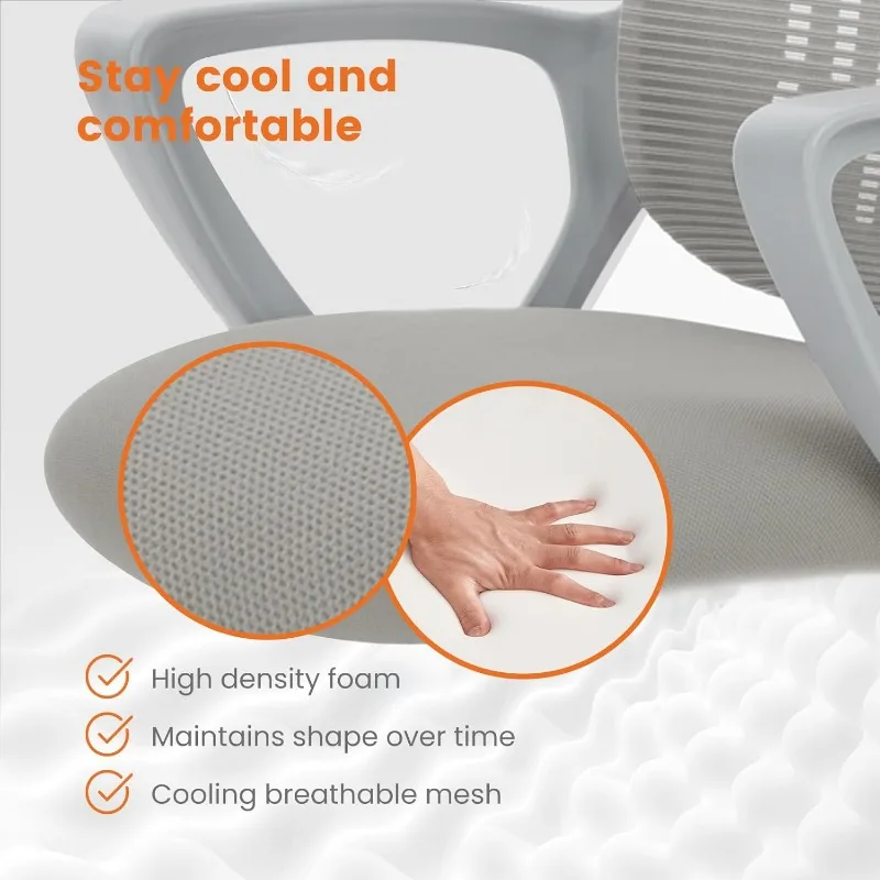 Office Computer Desk Managerial Executive Chair, Ergonomic Mid-Back Mesh Swivel Rolling Work with Wheels