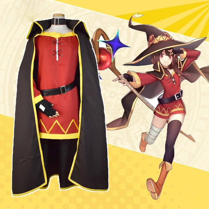 God Blessing Wonderful World Anime Megumin Cloak Aqua Dress Megumin Cosplay Wig Halloween Konosuba Uniform Full Set Costume