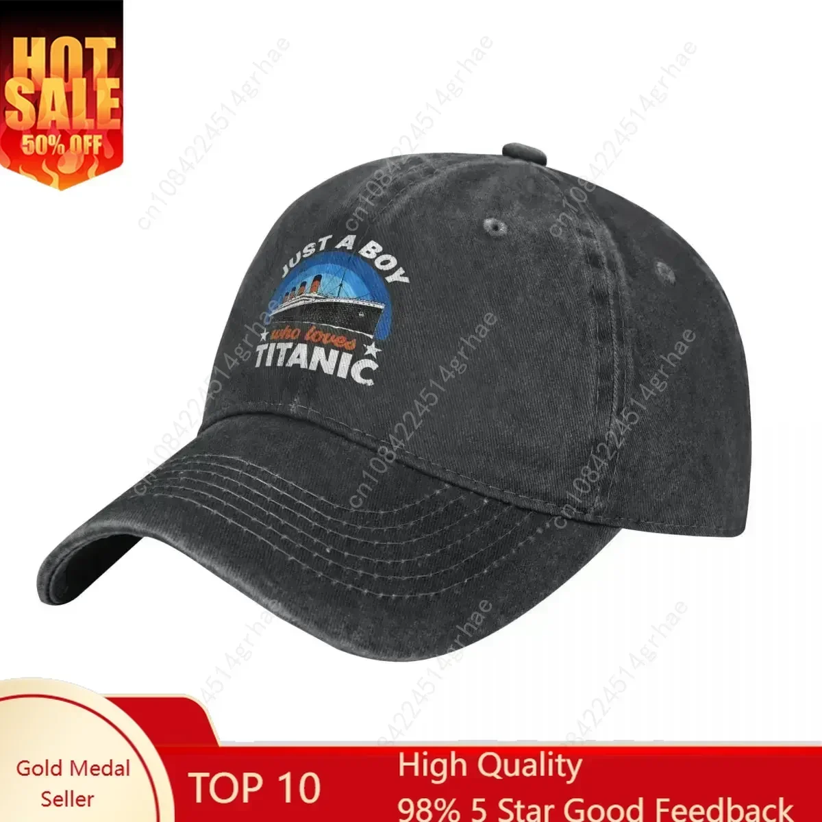 Who Just Love The RMS Titanic Hat Accessories Vintage Distressed Denim Funny Casquette  Men Women Adjustable
