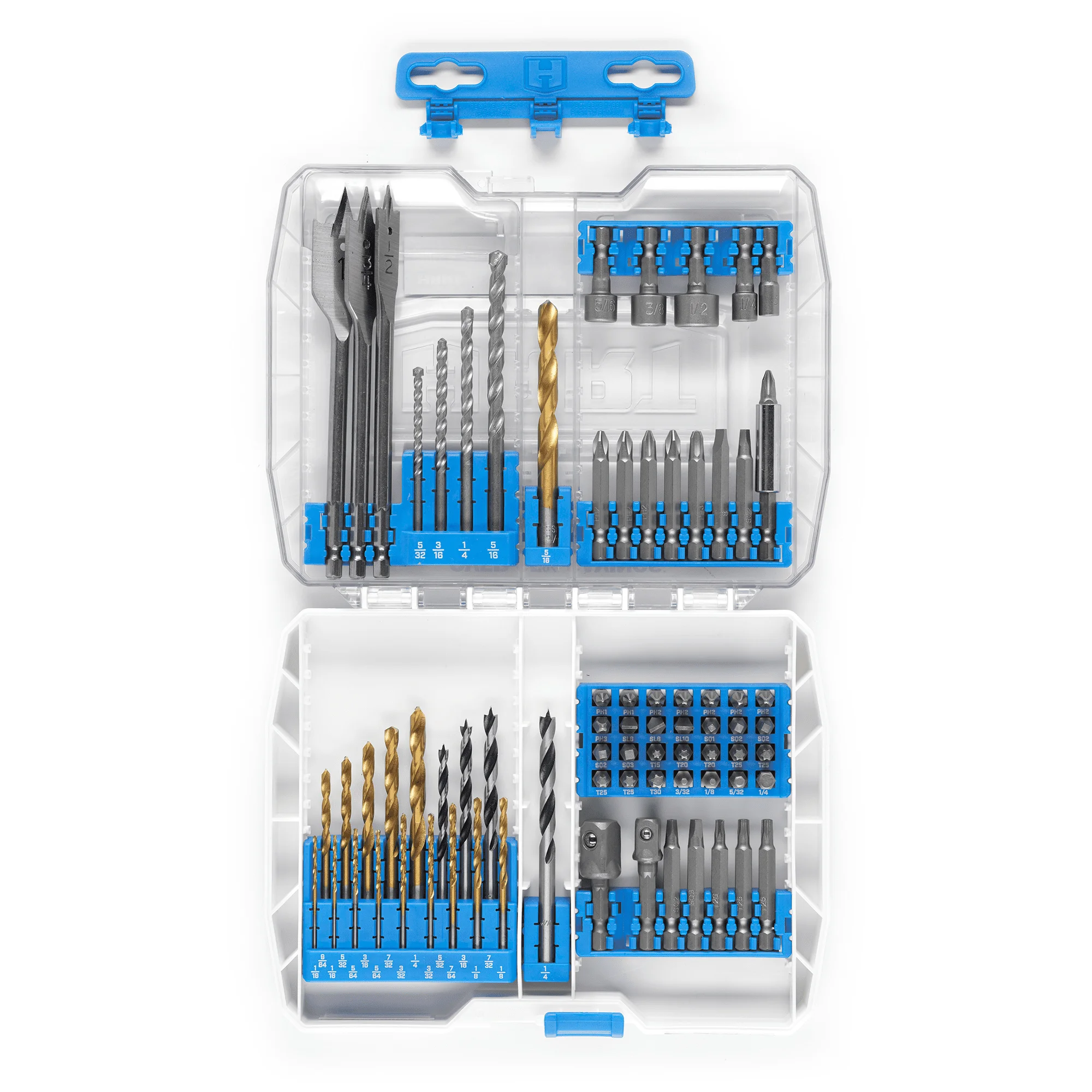 75-Piece Assorted Metal/Wood Drill Bit and Drive Bit Set, Customizable Modular Storage Case Durable bit