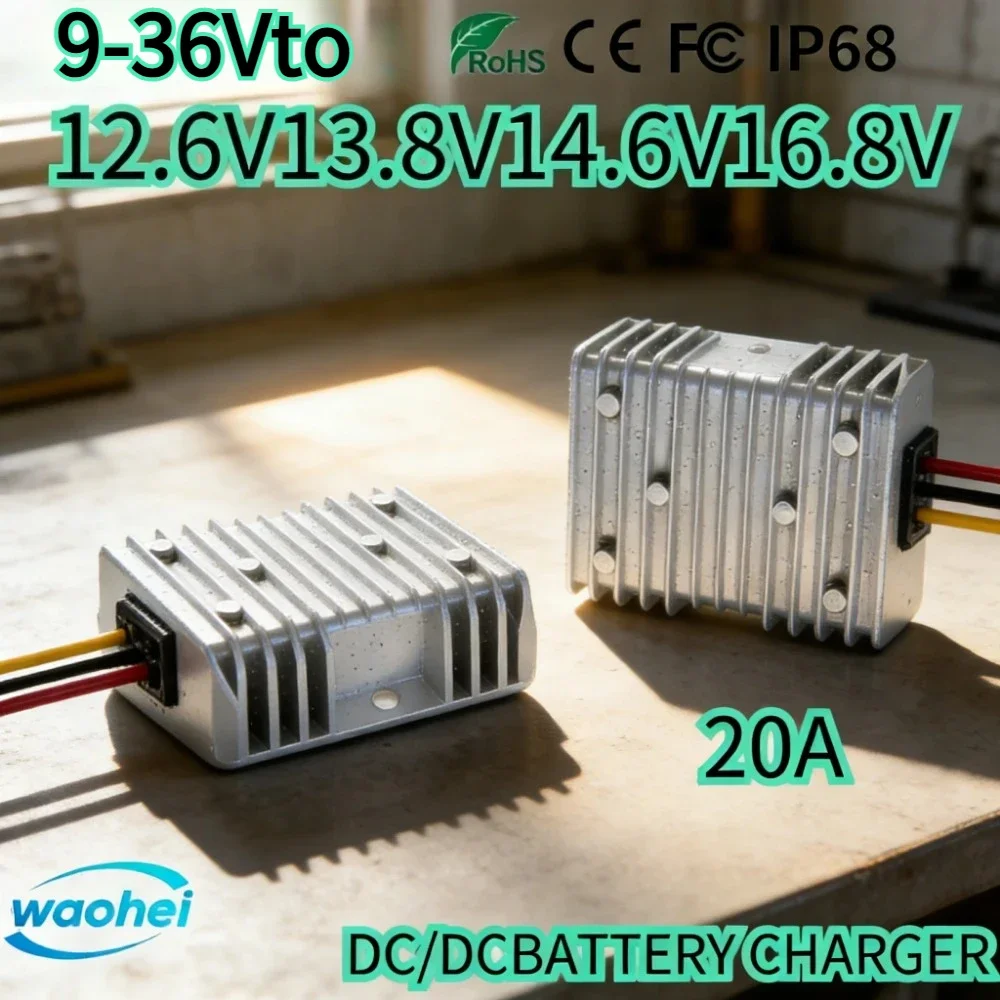 

9-36V to 12.6V 13.8V 14.6V 16.8V 20A Power Converter DC DC Dual-battery System Lead-acid Batteries for 12V Lithium Lifepo4 CE