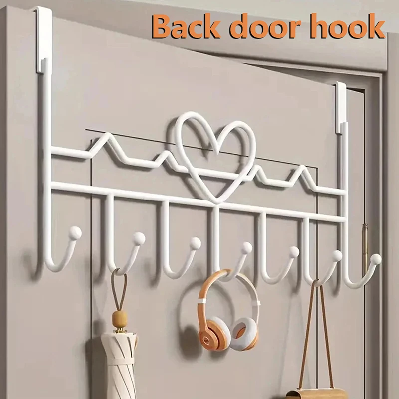 Hartvormige deur achter haak opslag muur hangende kleerhanger haak punch-gratis hanger slaapkamer organisator opslagaccessoires