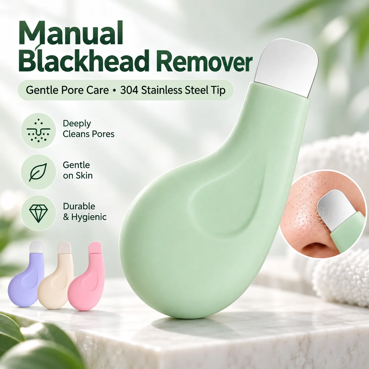 Manual Blackhead Remover Facial Pore Cleaner 304 Stainless Steel Acne Comedone Scraper Nose Face Deep Cleansing Skin Care Tool