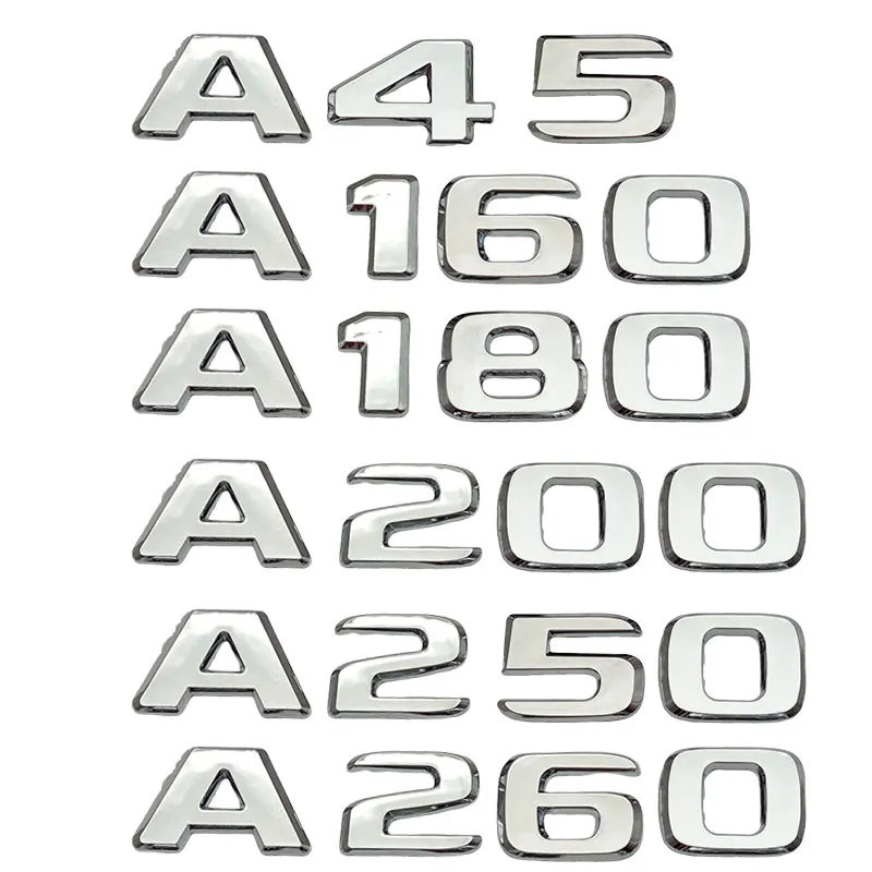 

3D ABS Black Chrome Car Letters For A35 A45 A160 A180 A200 A220 A250 Emblem Logo Badge Rear Trunk Sticker Accessories