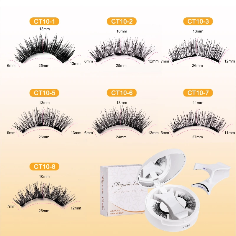 Kit de pestañas magnéticas 3D, juego de pestañas postizas magnéticas naturales reutilizables, rizador Natural, pestañas postizas con pinzas magnéticas