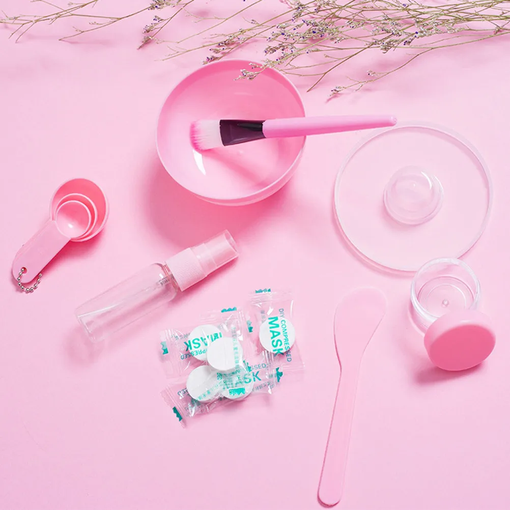 9Pcs Facial Mask Tool Set DIY Skin Care Kit Includes Mixing Bowl Brush Stick Measuring Spoon PP Silicone Portable for Women