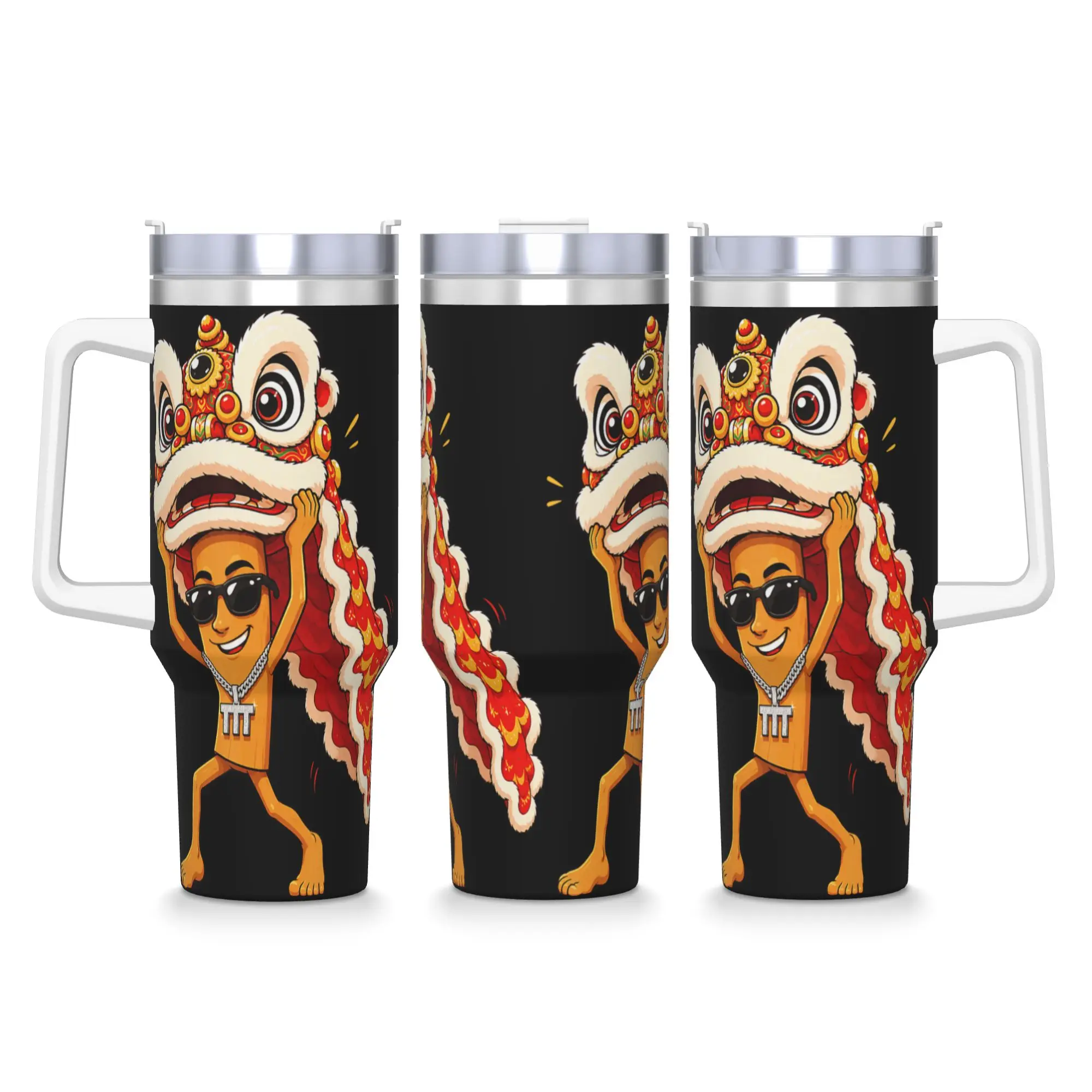 Lion Dance Celebration Brainrot Tung Sahur Lunar New Year Tumbler  Cold Drink Water Bottle Heat Stainless Steel Thermal Mug