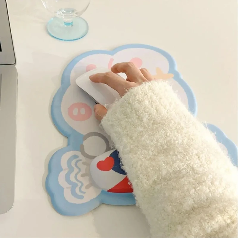 Cute Milk Candy Rabbit Mouse Pad Wrist Support Set Soft Memory Silicone Wrist Ergonomic Game Accessories Non-Slip Desk Mat