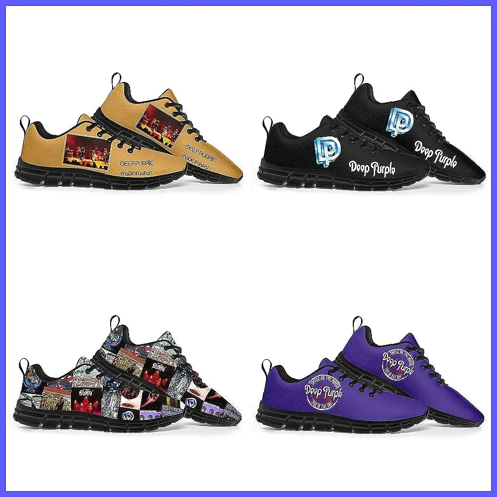 

Deep Purple Heavy Metal Rock Band Unisex Sneakers, Breathable Lace-up Custom Couple Shoes for Men Women