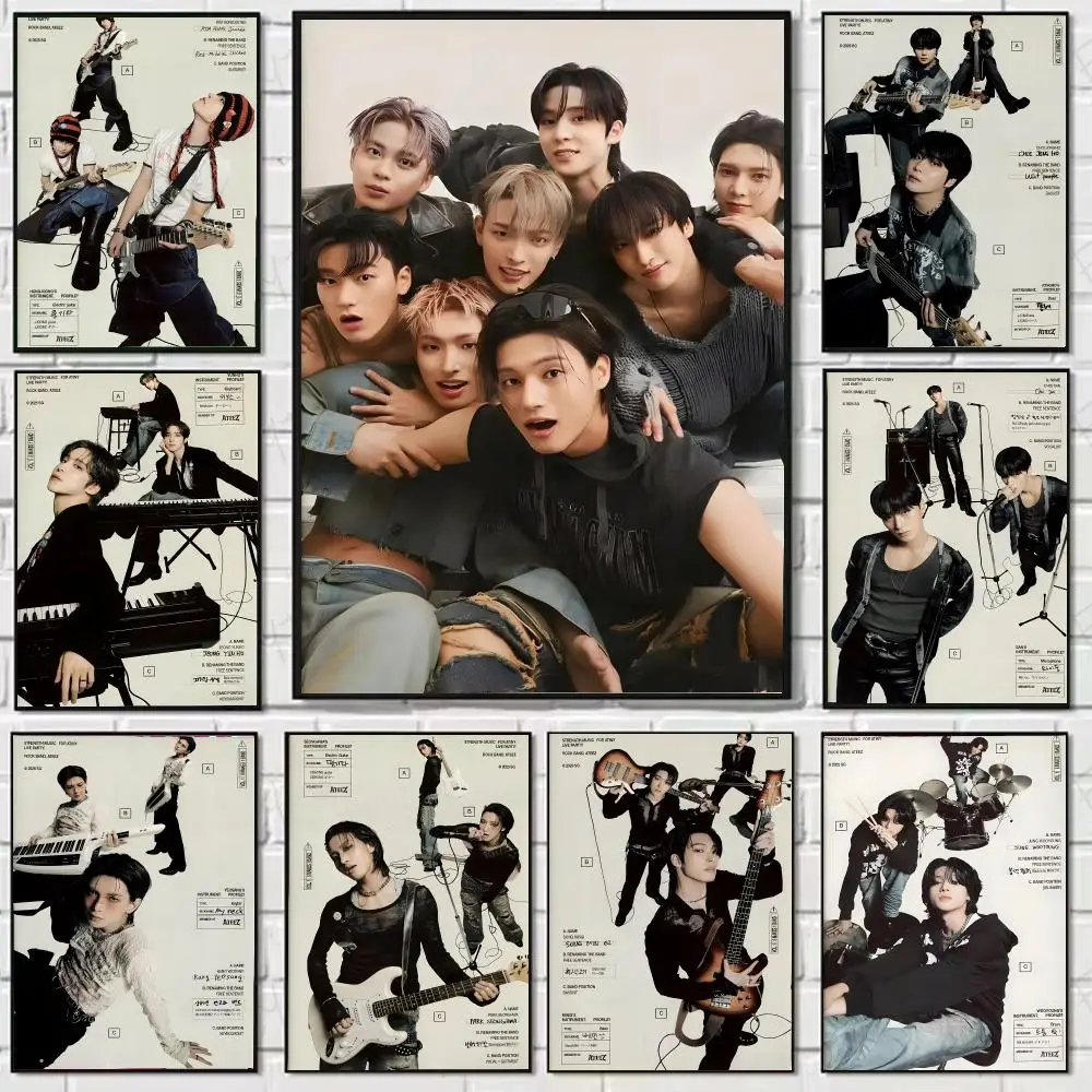 Kpop A-ATEEZ Hongjoong San Poster Stickers, suitable for game rooms, bedrooms, corridors, home wall art decor, gifts