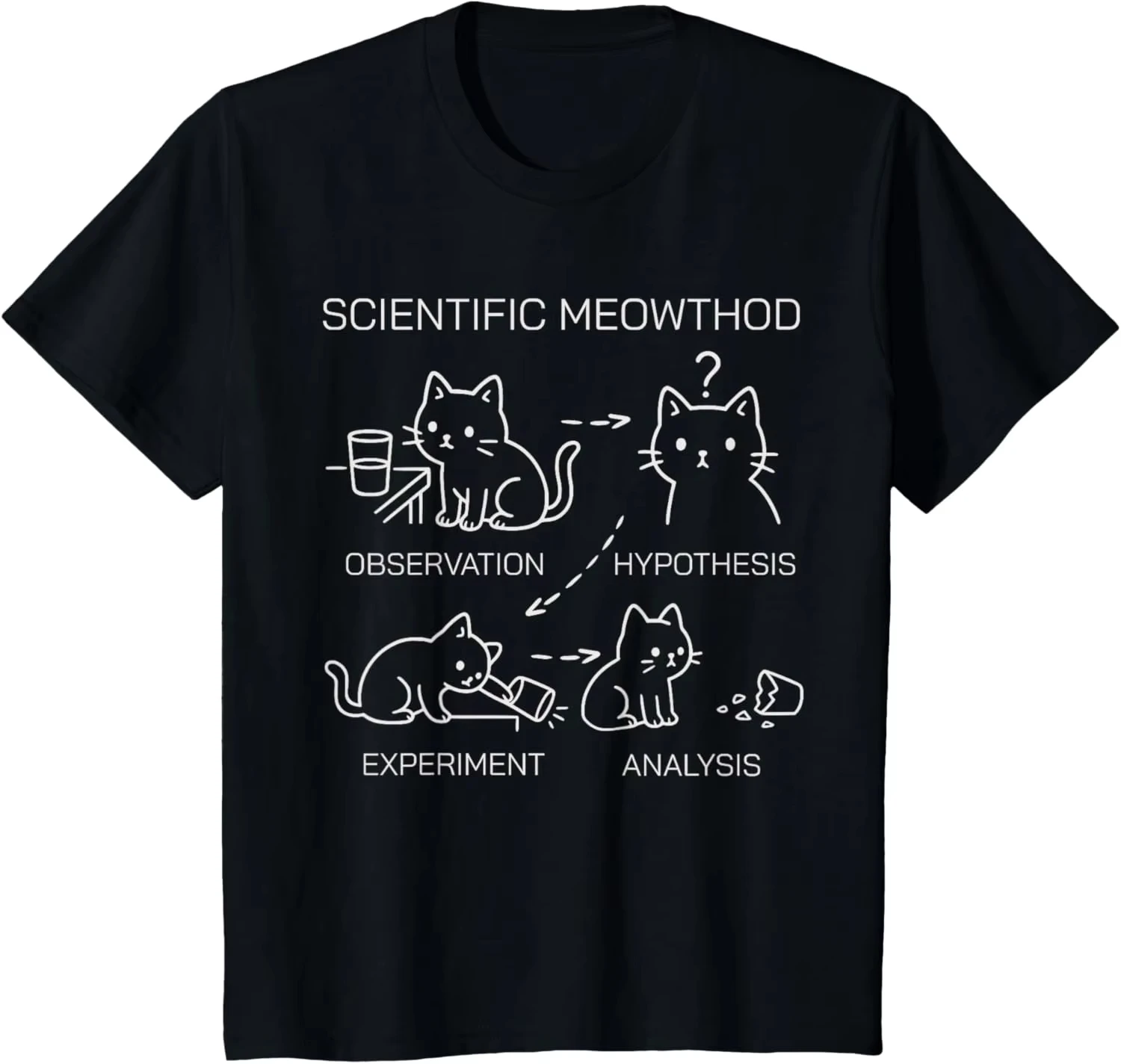 Camiseta Divertida de Ciência com Estampa de Gato para Professores e Alunos, Camiseta Casual de Algodão para Meninos e Meninas
