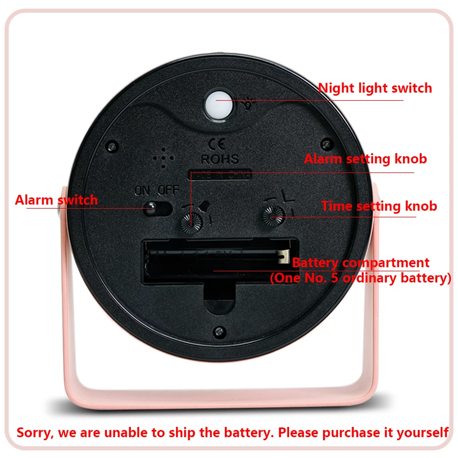 ساعة منبه كوارتز دوارة معدنية ، ساعة سطح مكتب بسيطة صامتة ، مناسبة لتزيين المنزل والمكتب ، 1.