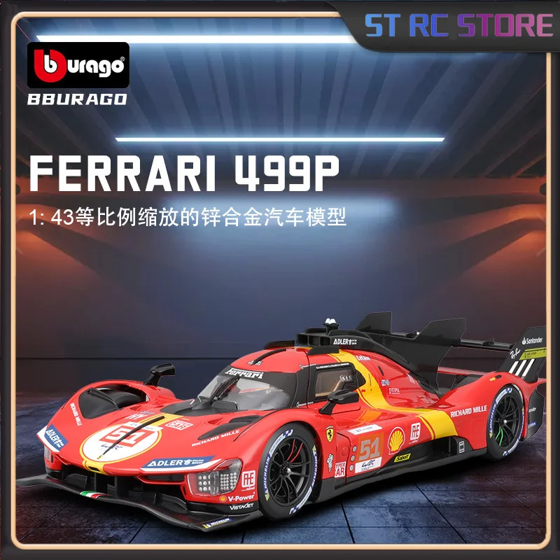 Bburago 1:43 Ferrari 499p #51 2023 Le Mans 24 Hours Endurance Champion Static Collection Racing Model Toys Gifts And Accessories