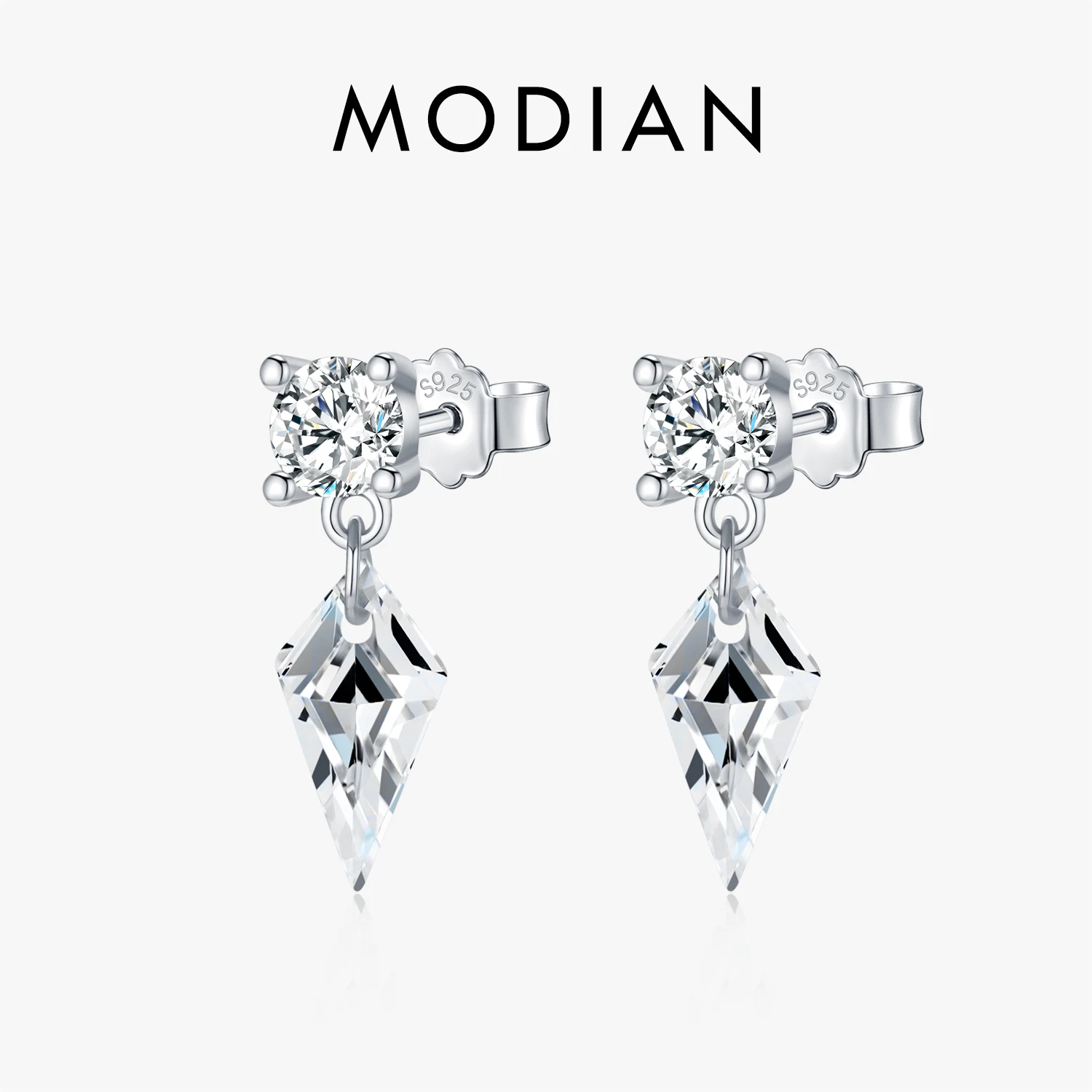MODIAN 925 Sterling Silver Luxury Sparkling Kite Zirconia Swings Stud Earrings For Women Fine Jewelry Accessories