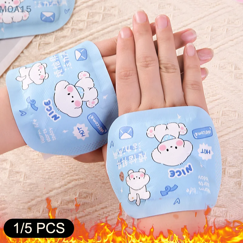 1/ 5 Pairs Cartoon Dog Self Heating Winter Warm Paste Wearable Disposable Hand Foot Wrist Warmers Heat Pack Steam Hand Warmers