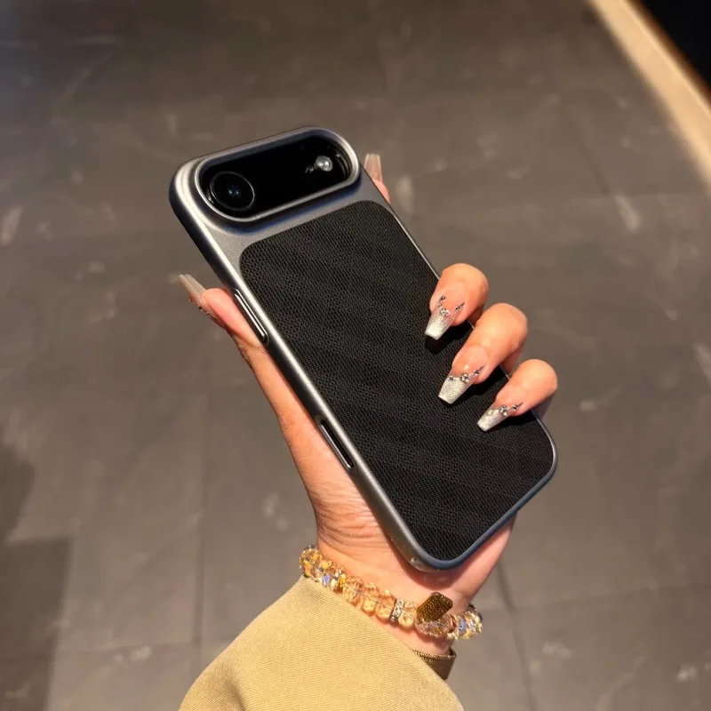 Modne etui na iPhone Air, matowe, tkane, w kratkę, z powłoką galwaniczną na ramce, obudowa na telefon iPhone Air, odporna na wstrząsy, z bumperem. — zdjęcie produktu 2