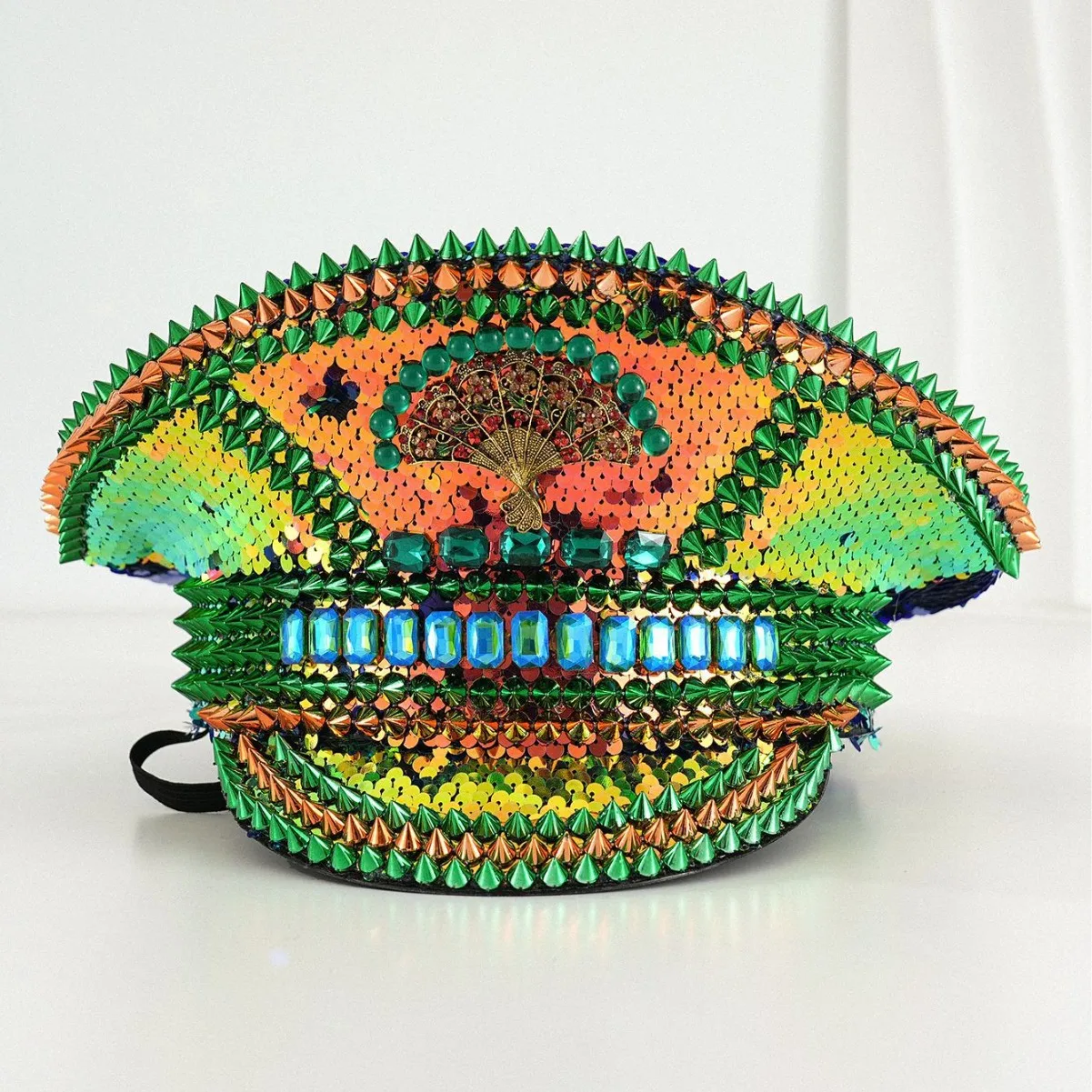 

Steampunk Captain Hat Rhinestone for Mardi Gras, Carnival, Rave Festivals Accessories ＆ Party Cap for Women & Men