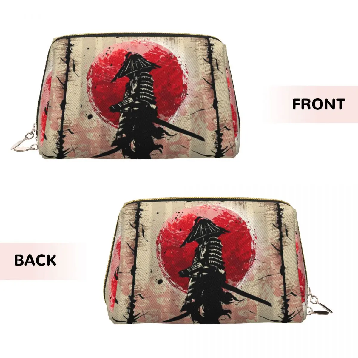 Japanese Art Samurai Fighter Bushido Women Cosmetic Bag Travel Makeup Organizer Pouch Toiletry Storage Dopp Kit Box