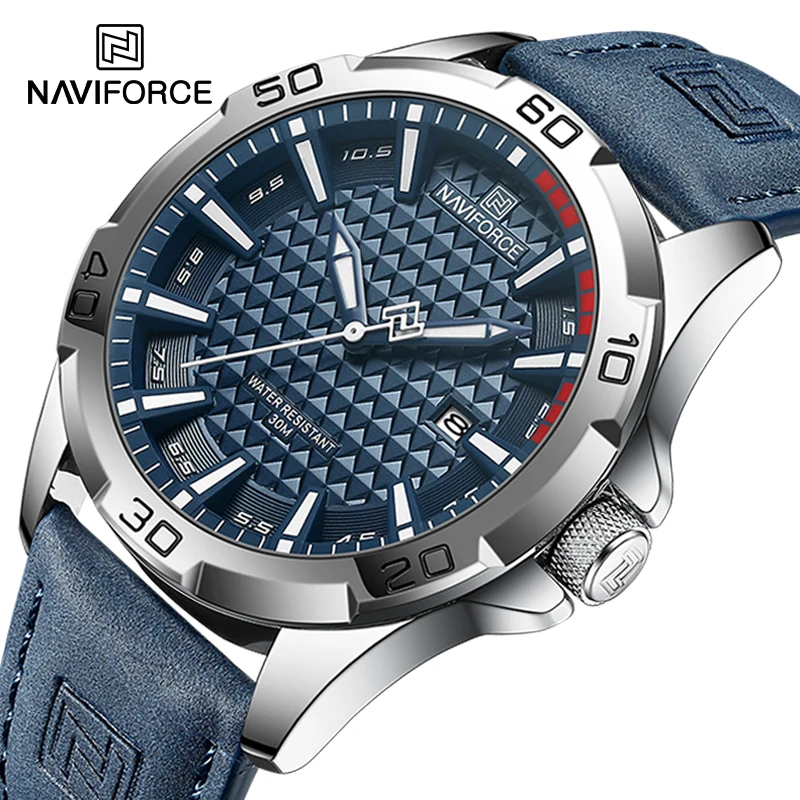 NAVIFORCE NF8023 Classic Business Leather Band Watches Male Quartz Sports Waterproof Men\'s WristWatch Date Display Window Clocks