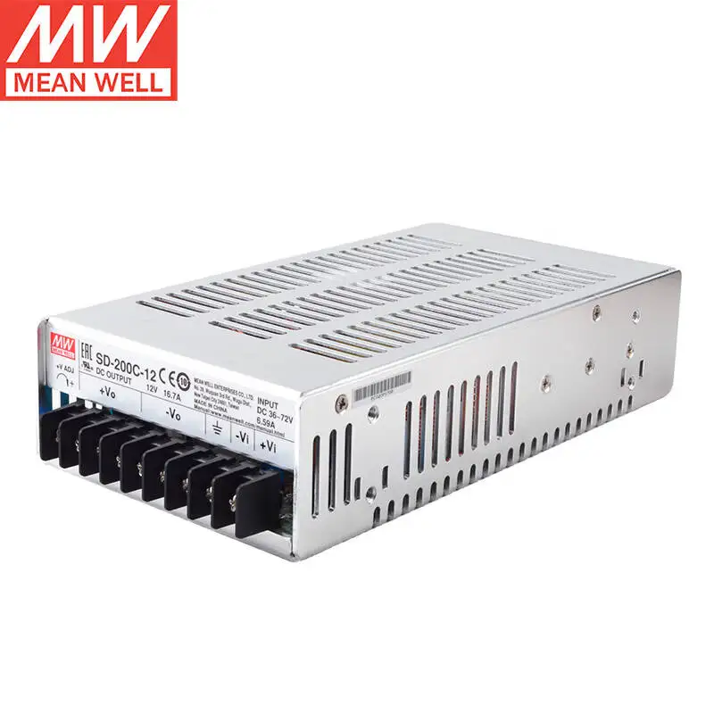 

Taiwan meanewll SD-200C-12 36-72VDC O/P+12V16.7A 200W Single Output DC-DC Converter LED Driver Brand New Original