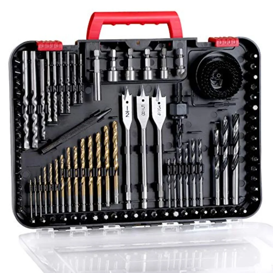 

Drill Bit Set, Titanium Twist Brad Point Driver Bits, Drill and Screwdriver Bits Combo Kit with Case for Metal, Wood, Concrete