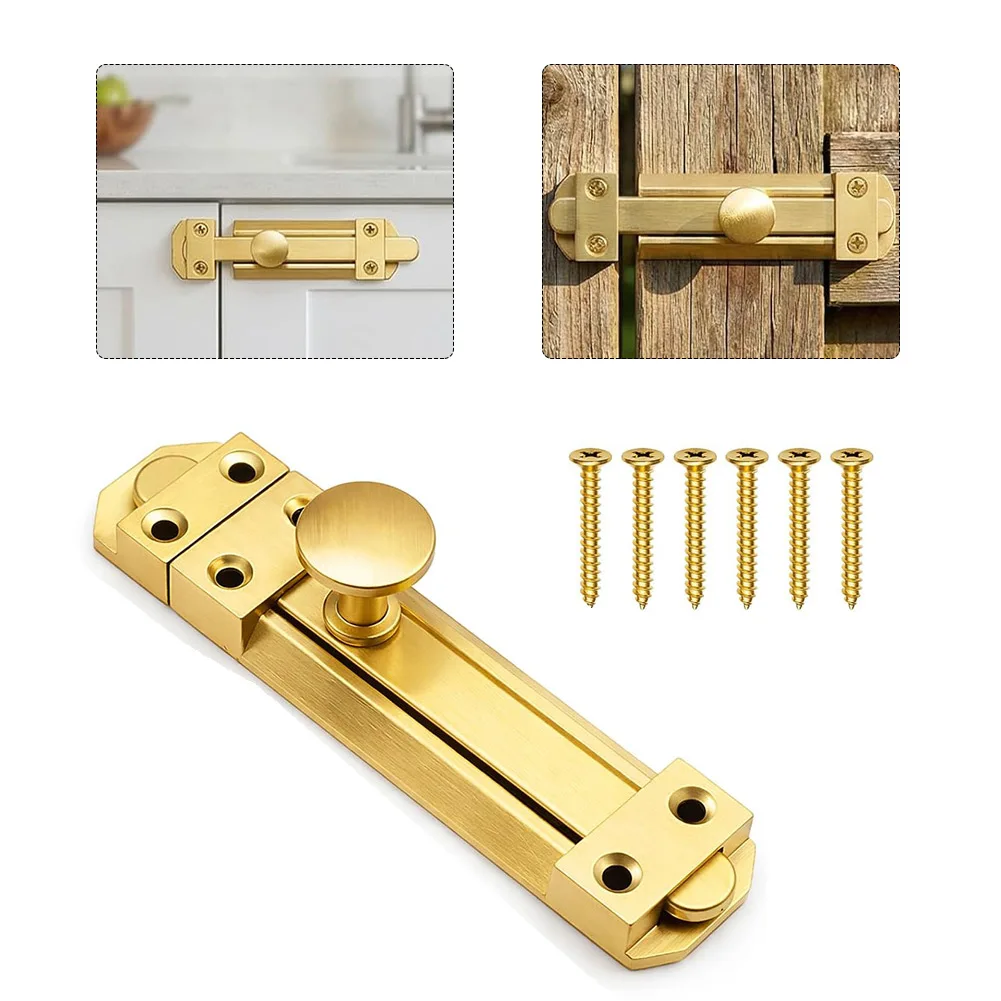 Brass Sliding Door Lock for Use on Interior Exterior Doors Cabinets and Entry Points Requiring Manual Latching