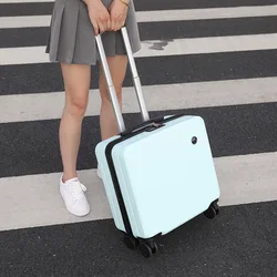 Simple Solid Color Luggage Fashion Portable 18 inch Boarding Case Mute Universal Wheel Trolley Case