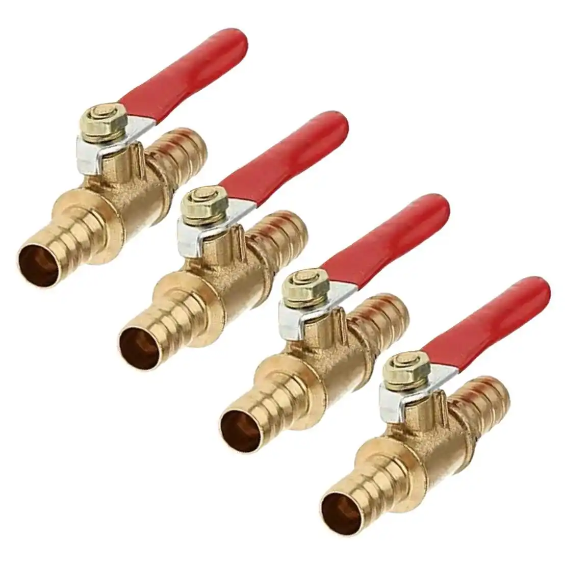 4pcs Motorcycle Hose Brass Barbed Inline Shut Off Ball Valve Water Air Gas Fuel Tap Universal 8mm