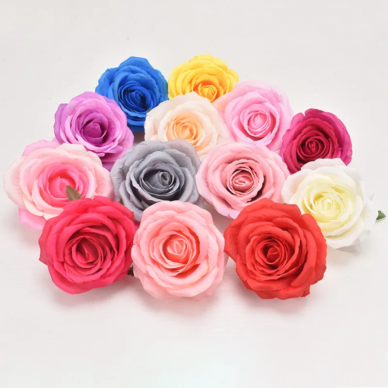 

50/100PCS 10cm Large Artificial Rose Silk Flower Heads DIY Wedding Decoration Wreath Scrapbooking Craft Fake Flowers Home Decor